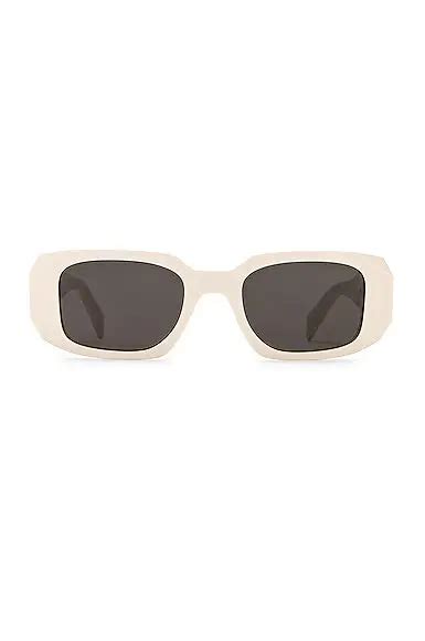 Prada Scultoreo Narrow Sunglasses in White & Dark Grey.